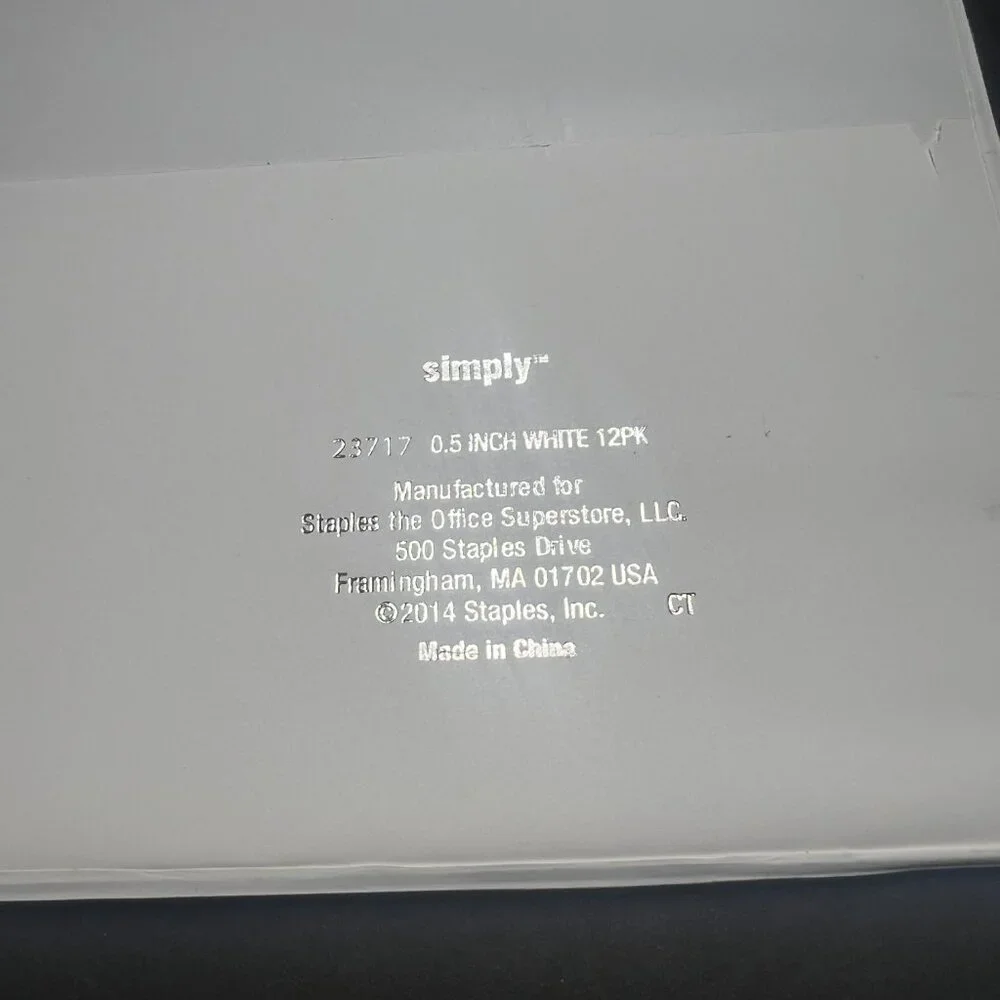 Lot of 5 Staples Simply #23717 White 1/2